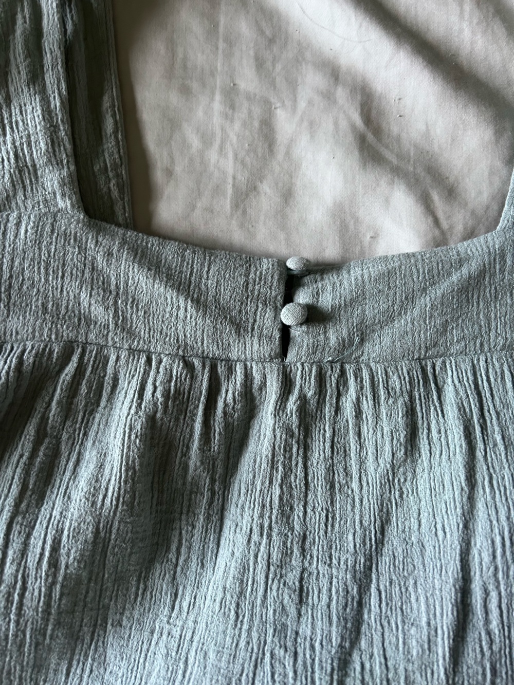 Sage Green Textured Ruffled Strap Crop - Picture 3 of 3